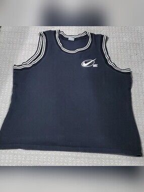 Vintage Nike Black Knitted Tank Top Swoosh Logo Men Size Large Made In USA